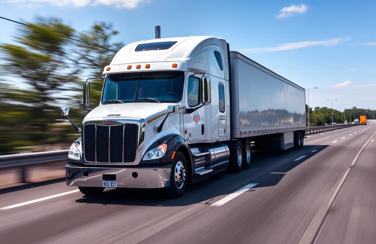 Commercial logistics semi truck on the highway